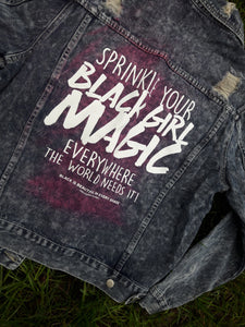 Black Girl Magic Acid Wash Denim Jacket